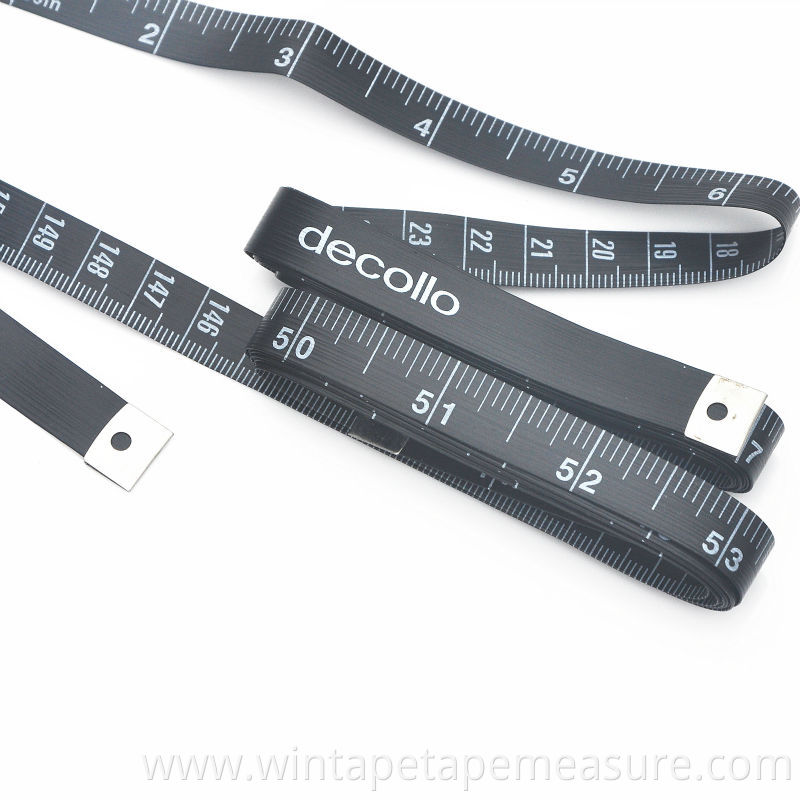 150cm/60inch black printable inch cm ruler measuring tape new design pvc logo material with Your Logo or Name